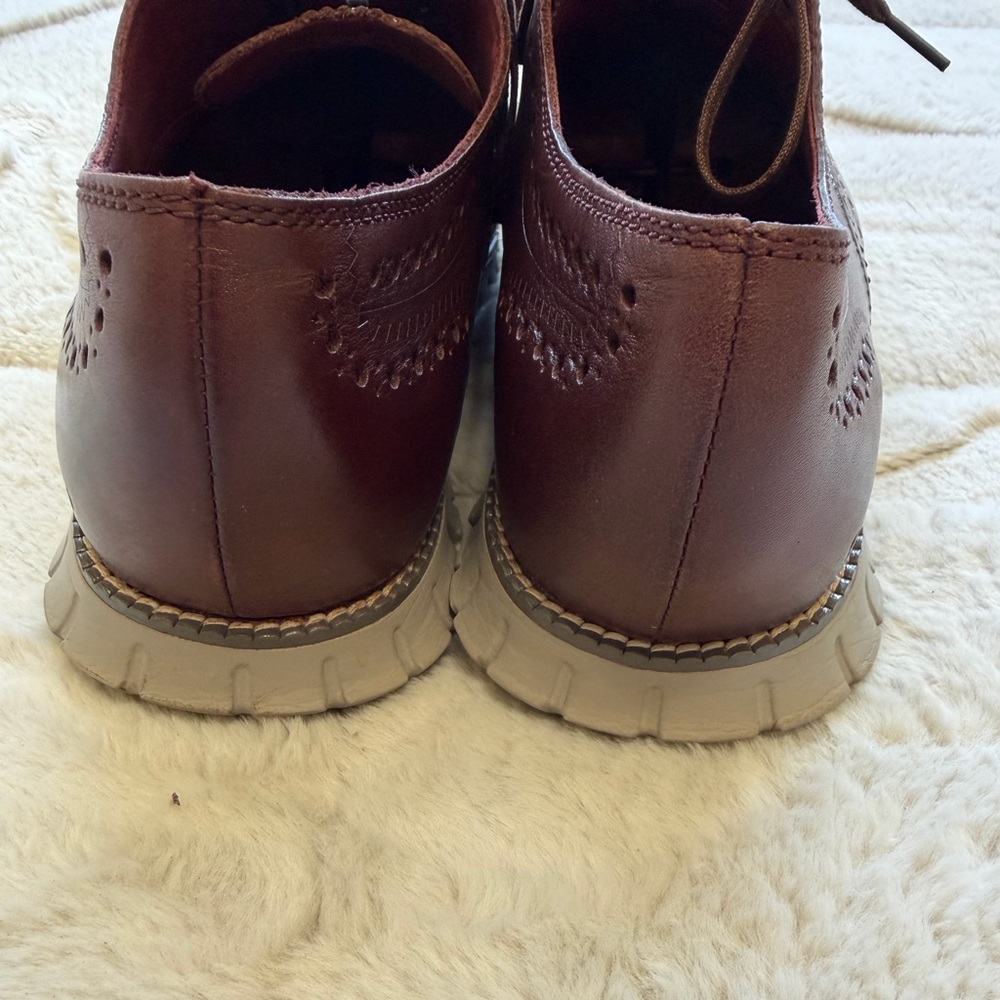 $220 Cole Haan Zerogrand Dark Brown Wingtip Brogue Oxford Leather Shoes 11.5 - Picture 6 of 9